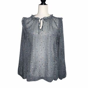 𝅺anthro Guest Editor Sheer Metallic Long Sleeve